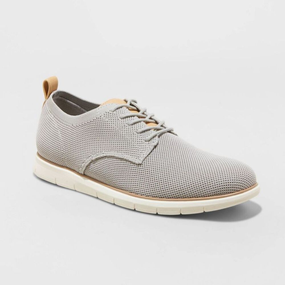Goodfellow & Co Light Gray Knit Lace-Up Sneakers with Tan Accent